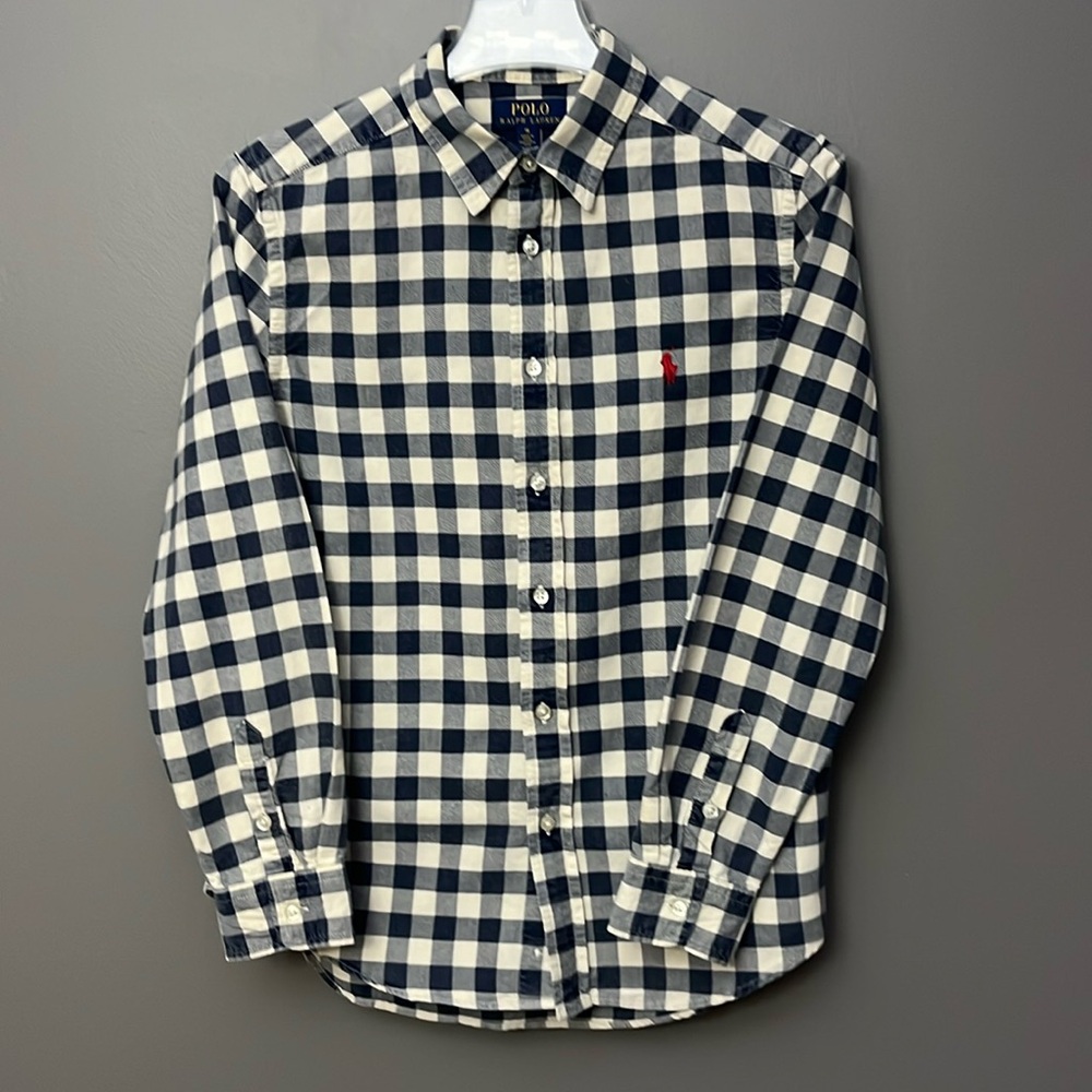 POLO Ralph Lauren Boys Checked Button Down Long Sleeve Shirt - Size 16